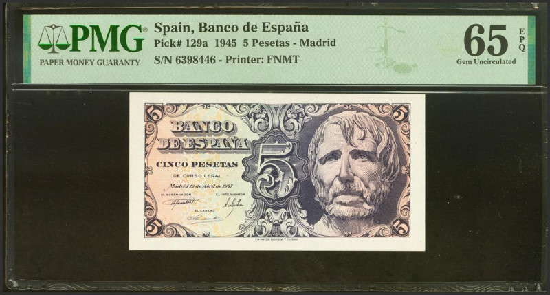 5 Pesetas. 12 de Abril de 1947. Sin serie. (Edifil 2021: 454, Pick: 134a). Raro ...