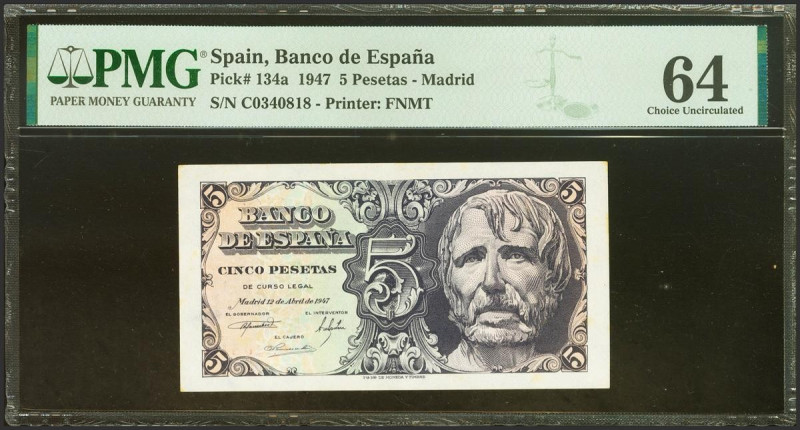 5 Pesetas. 12 de Abril de 1947. Serie C. (Edifil 2023: 454a, Pick: 134a). SC. En...