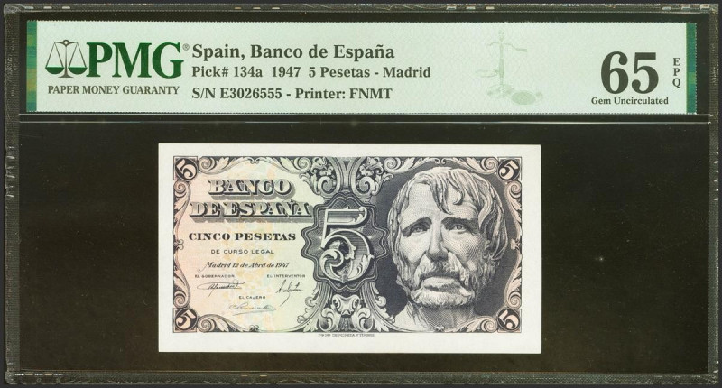 5 Pesetas. 12 de Abril de 1947. Serie E, última serie emitida. (Edifil 2023: 454...