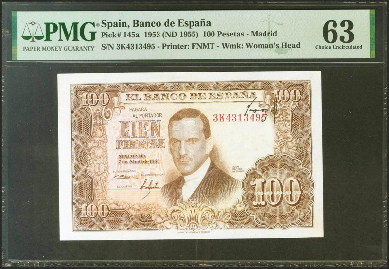 100 Pesetas. 7 de Abril de 1953. Error firma de cajero invertida e impresa en la...