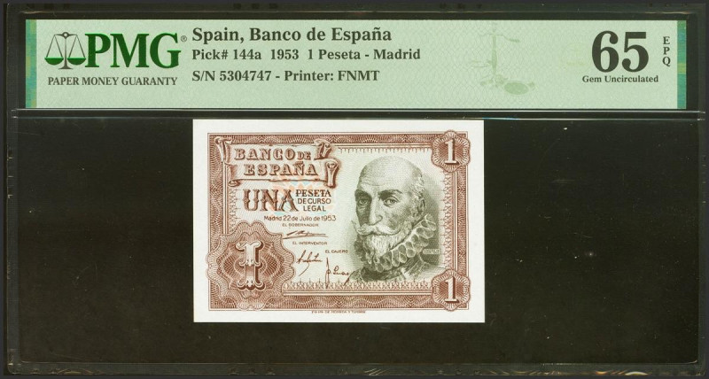 1 Peseta. 22 de Julio de 1953. Sin serie. (Edifil 2021: 465, Pick: 144a). Inusua...