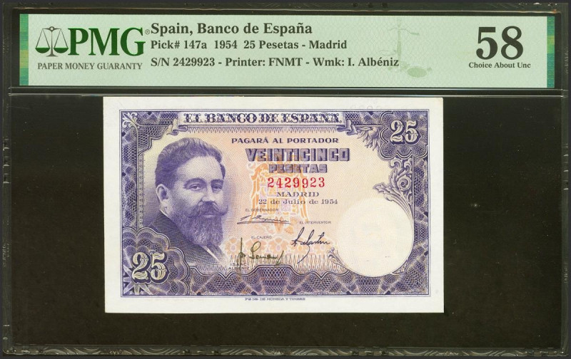 25 Pesetas. 22 de Julio de 1953. Sin serie. (Edifil 2021: 467, Pick: 147a). EBC+...