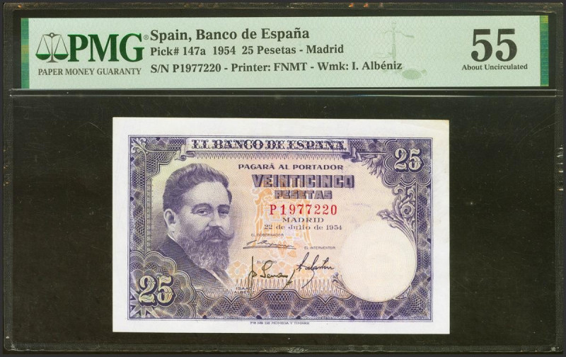 25 Pesetas. 22 de Julio de 1953. Serie P. (Edifil 2021: 467b, Pick: 147a). Muy r...