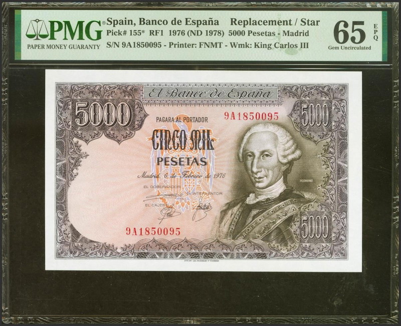 5000 Pesetas. 6 de Febrero de 1976. Serie especial 9A. (Edifil 2021: 475b, Pick:...