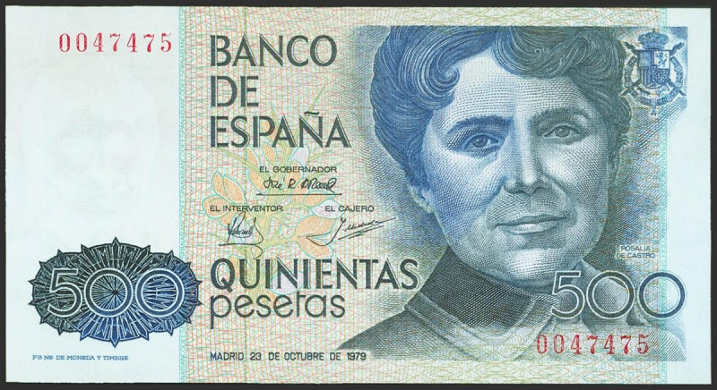 500 Pesetas. 23 de Octubre de 1979. Sin serie y numeración muy baja. (Edifil 202...