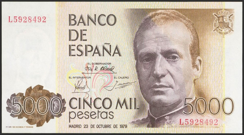 5000 Pesetas. 23 de Octubre de 1979. Serie L. (Edifil 2021: 478a). SC-.