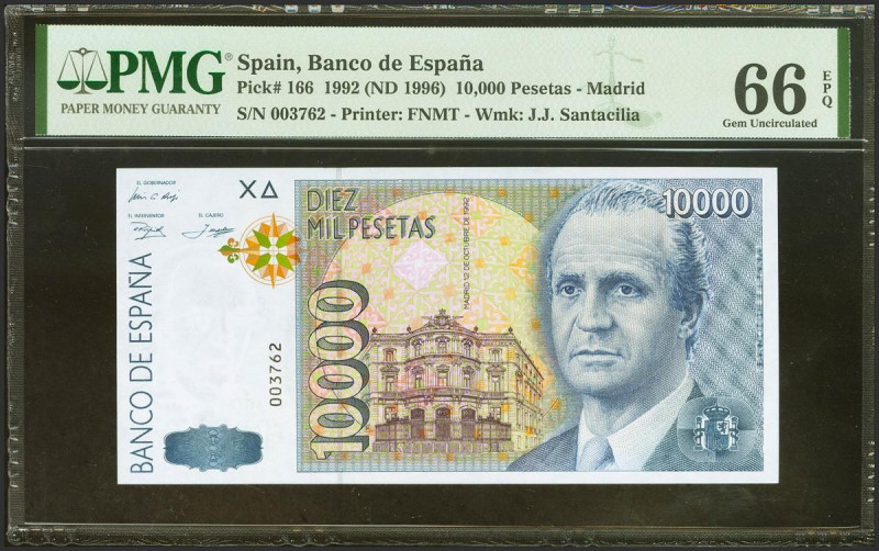 10000 Pesetas. 12 de Octubre de 1992. Sin serie y numeración bajísima. (Edifil 2...