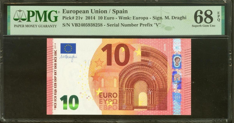 10 Euros. 23 de Septiembre de 2014. Firma Draghi. Serie V (España). (Edifil 2021...