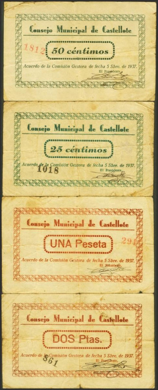 CASTELLOTE (TERUEL). 25 Céntimos, 50 Céntimos, 1 Peseta y 2 Pesetas. 5 de Septie...