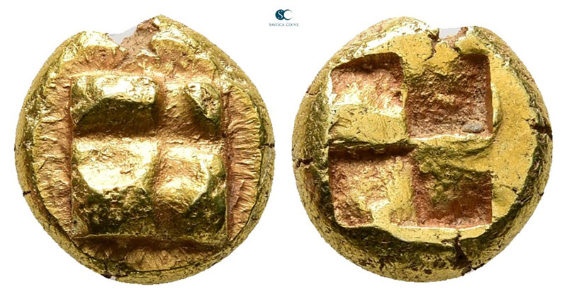 Ionia. Uncertain mint circa 625-600 BC. 
Sixth Stater or Hekte EL 

10 mm, 2,...