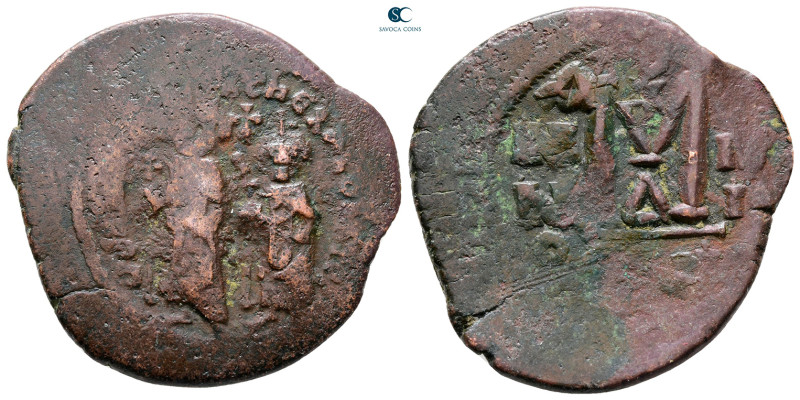 Heraclius with Heraclius Constantine AD 610-641. Constantinople
Follis or 40 Nu...