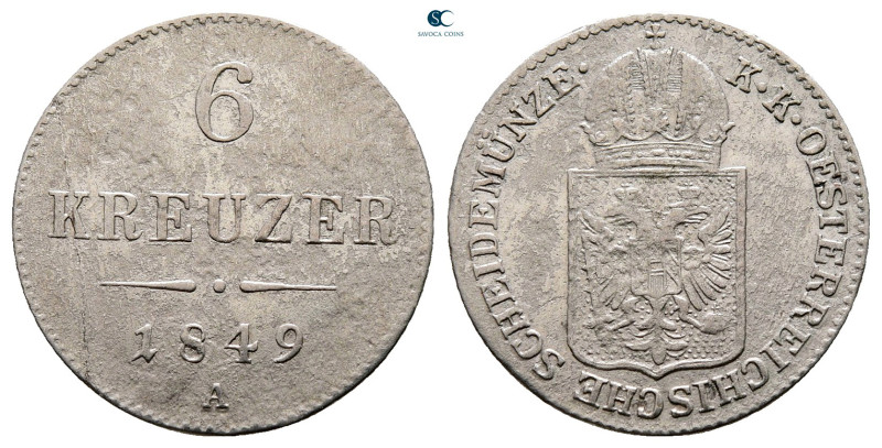 Austria. AD 1849. 
6 Kreuzer

19 mm, 1,80 g



Very Fine