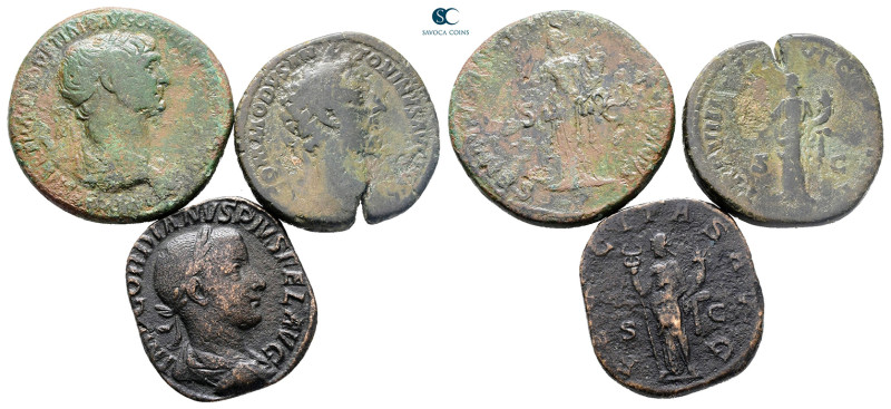 Lot of ca. 3 roman sestertii (Trajan, Commodus, Gordian III) / SOLD AS SEEN, NO ...