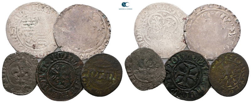 Czechia, Germany and France, lot of 5 medieval coins / SOLD AS SEEN, NO RETURN!...