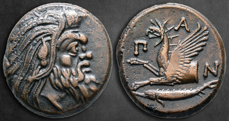 Cimmerian Bosporos. Pantikapaion circa 325-310 BC. 
Bronze Æ

22 mm, 8,10 g
...