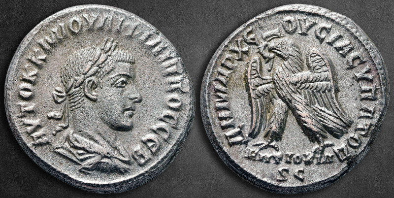 Seleucis and Pieria. Antioch. Philip II AD 244-247.
Billon-Tetradrachm

26 mm...