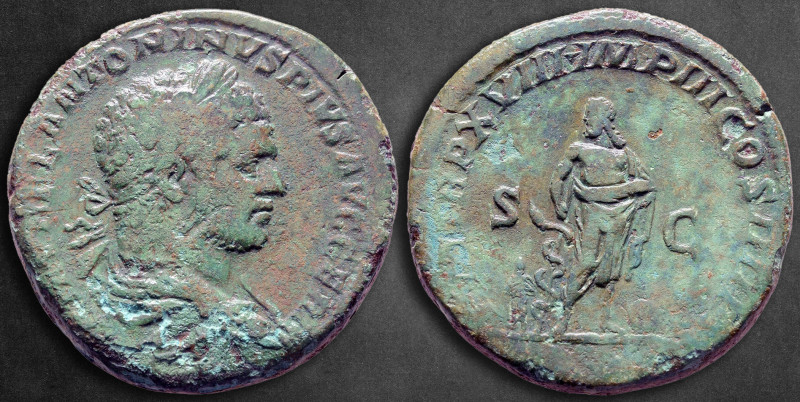 Caracalla AD 198-217. Rome
Sestertius Æ

31 mm, 21,08 g

[M AVREL] ANTONINV...