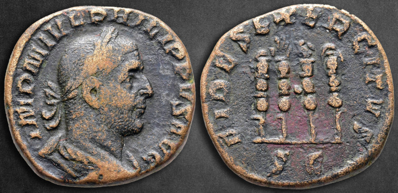 Philip I Arab AD 244-249. Rome
Sestertius Æ

28 mm, 17,54 g

IMP M IVL PHIL...