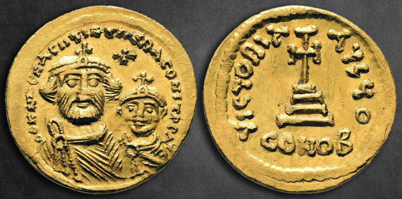 Heraclius with Heraclius Constantine AD 610-641. Constantinople
Solidus AV

2...