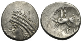CENTRAL EUROPE. Noricum (East). Circa 2nd-1st centuries BC. Tetradrachm (Silver, 24.65 mm, 9.70 g). 'Samobor A' type. Celticized head of Apollo to lef...