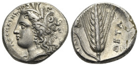 LUCANIA. Metapontum. Circa 340-330 BC. Nomos (Silver, 20.78 mm, 7.81 g), struck under the magistrate Archip... ΔAMATHP Head of Demeter to left, wearin...