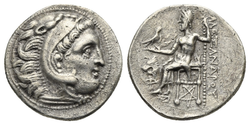 KINGS OF THRACE. Lysimachos, 305-281 BC. Drachm (Silver, 18.06 mm, 3.72 g) struc...