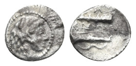 KINGS OF MACEDON. Alexander III the Great (336-323 BC) Hemiobol (Silver, 8.26 mm, 0.29 g) Babylon mint, lifetime issue, circa 331-325 BC. Head of Hera...