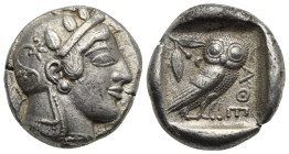 ATTICA. Athens. Transitional type, circa 475-465 BC. Tetradrachm (Silver, 24.26 mm, 17.16 g) Head of Athena right, wearing crested Attic helmet decora...