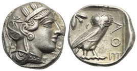ATTICA. Athens. Circa 454-404 BC. Tetradrachm (Silver, 24.98 mm, 17.07 g). Head of Athena right wearing crested Attic helmet decorated with palmette, ...