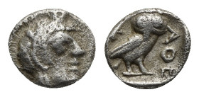 ATTICA. Athens. Circa 454-404 BC. Hemiobol (Silver, 6.33 mm, 0.33 g). Helmeted head of Athena to right. Rev. AΘE Owl standing to right, head facing; t...