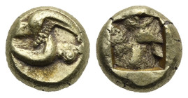 IONIA. Phokaia. Circa 521-478 BC. Hecte (Electrum, 9.86 mm, 2.54 g). Two seals swimming each-other chasing in upside-down position. Rev. Quadripartite...