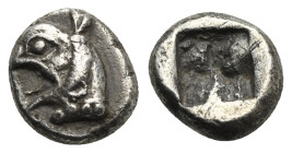 IONIA. Phokaia. Circa 521-478 BC. Diobol (Silver, 10.06 mm, 1.51 g). Head of griffin left with open beack, split crest and collar of spheres. Rev. Inc...