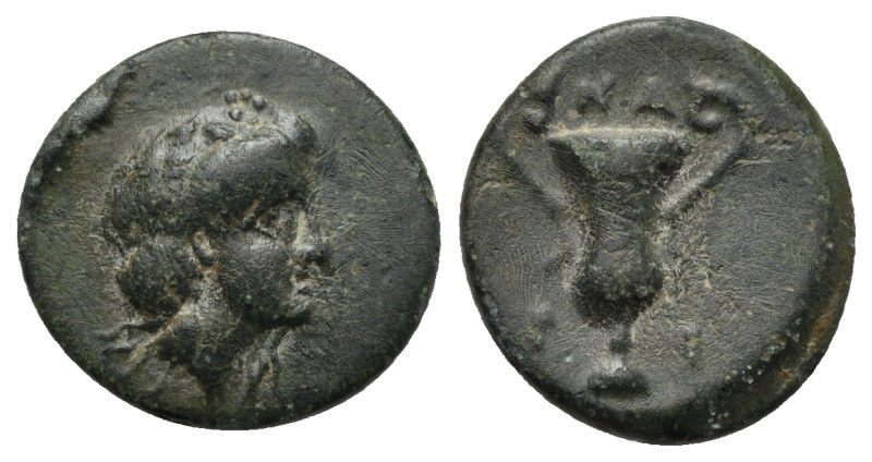 CILICIA. Nagidos. Circa 360-333 BC. (Bronze, 15.41 mm, 2.65 g). Head of Aphrodit...