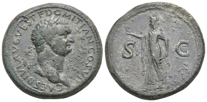 Domitian, as Caesar, 69-81. Sestertius (Bronze, 24.85 mm, 25.78 g), Rome, 80-81....