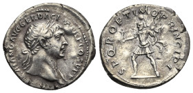 Trajan, 98-117. Denarius (Silver, 20.53 mm, 2.91 g). Rome, circa 103-104. [IMP] TRAIANO AVG GER DAC P M TR P COS V P P Laureate and draped bust to rig...