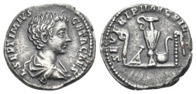 Geta, as Caesar, 198-209. Denarius (Silver, 17.63 mm, 3.14 g). Rome, circa 198-200. L SEPTIMIVS GETA CAES Bare-headed and draped bust of Geta to right...