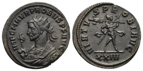 Probus, 276-282. Antoninianus (Bronze, 22.25 mm, 3.28 g). Siscia, 277. IMP C M AVR PROBVS P F AVG Radiate bust of Probus to left, wearing imperial man...