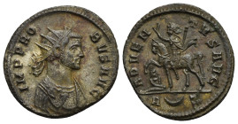 Probus, 276-282. Antoninianus (Billon, 22.14 mm, 3.47 g). Rome, 279. IMP PROBVS AVG Radiate and cuirassed bust to right. Rev. ADVENTVS AVG Emperor on ...