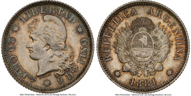 Republic 20 Centavos 1881 MS64 NGC, KM27. Mintage: 2,018. The inaugural date of this beautifully designed three-year series, and by far the rarest of ...