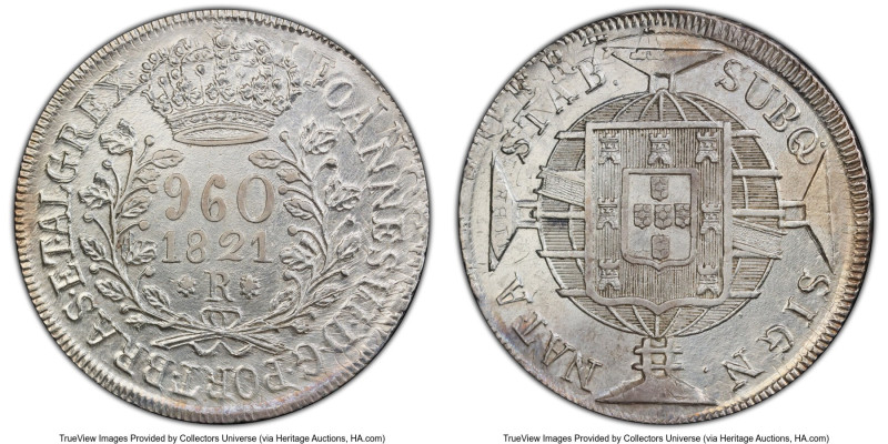 João VI 960 Reis 1821-R AU Details (Cleaned) PCGS, Rio de Janeiro mint, KM326.1....