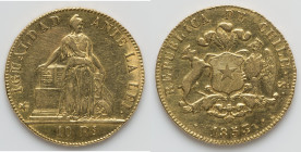 Republic gold 10 Pesos 1853-So VF, Santiago mint, KM123. 29.6mm. 15.25gm. HID09801242017 © 2024 Heritage Auctions | All Rights Reserved
