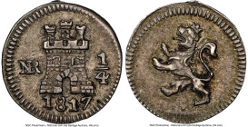 Ferdinand VII 1/4 Real 1817-NR AU58 NGC, Santa Fe de Nuevo Reino (Bogota) mint, KM67.1. HID09801242017 © 2024 Heritage Auctions | All Rights Reserved