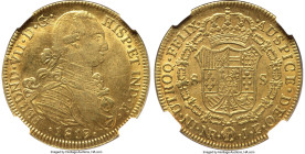 Ferdinand VII gold 8 Escudos 1819 NR-JF AU58 NGC, Nuevo Reino mint, KM66.1, Cal-82. Featuring an even, honest patina. HID09801242017 © 2024 Heritage A...