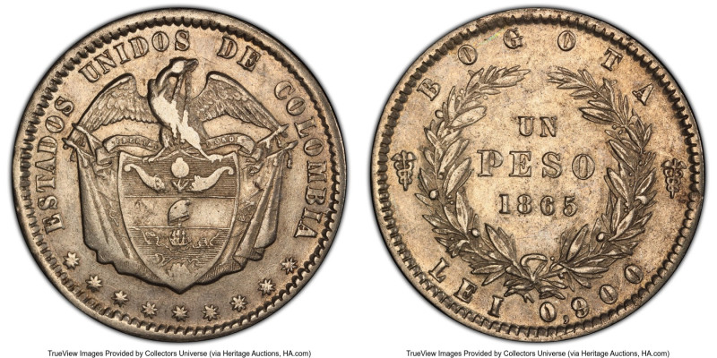 Estados Unidos Peso 1865-BOGOTA AU55 PCGS, Bogota mint, KM139.1. HID09801242017 ...