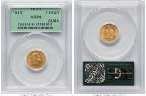 Republic gold 2 Pesos 1916 MS64 PCGS, Philadelphia mint, KM17. HID09801242017 © 2024 Heritage Auctions | All Rights Reserved
