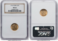 Republic gold 2 Pesos 1916 MS62 NGC, Philadelphia mint, KM17. HID09801242017 © 2024 Heritage Auctions | All Rights Reserved