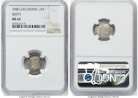 Republic 1/2 Real 1848 QUITO-GJ MS64 NGC, Quito mint, KM35. A wholly enticing minor specimen from this coveted mint, featuring advanced aesthetics and...