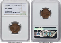 Republic 1/4 Real 1909 MS63 Brown NGC, KM120. A desirable one-year bronze emission, especially so in Choice Mint State such as this. HID09801242017 © ...