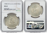 Republic Peso 1908-C.A.M. MS62 NGC, San Salvador mint, KM115.1. Always collectible and especially so when approaching Choice Mint State. HID0980124201...