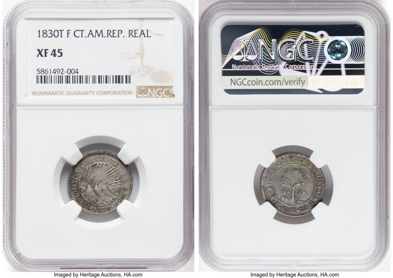 Central American Republic Real 1830 T-F XF45 NGC, Tegucigalpa mint, KM19.2. Alth...